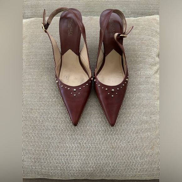 Michael Michael Kors Chestnut Leather Slingback Heels Size 8 - Picture 3 of 4
